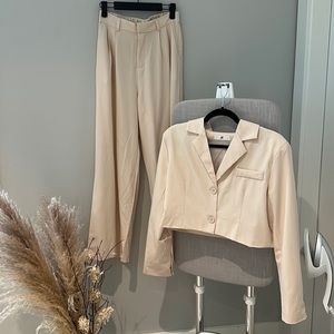 2pc Blazer+Pants Beige Set